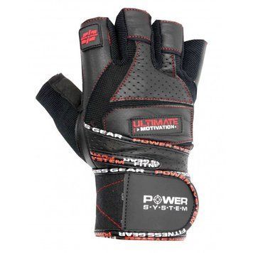 Перчатки для фитнеса и тяжелой атлетики Power System Ultimate Motivation PS-2810 Black Red Line L