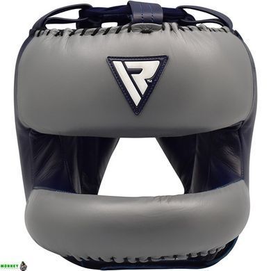 Боксерский шлем с бампером RDX Leather Pro Blue L