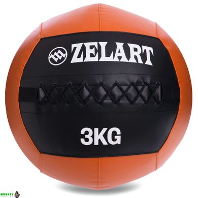 М'яч набивний для кросфіту волбол WALL BALL Zelart FI-5168-3 3кг чорний-помаранчевий