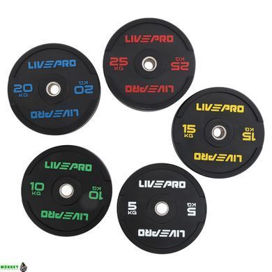 Бамперные диски резиновые Bumper Plates LiveUp LP8331-10 &oslash;50.5мм 10кг черный
