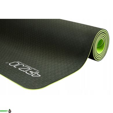 Коврик (мат) для йоги и фитнеса 4FIZJO TPE 6 мм 4FJ0032 Black/Green