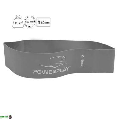 Фитнес-резинка PowerPlay 4140 Level 3 (600*60*1.0 мм, 15 кг) Серая