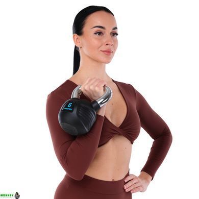 Гиря тренувальна цільна гумова з хромованою ручкою LiveUp LP8043-6 вага 6кг чорний