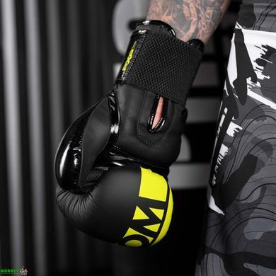 Боксерські рукавиці Phantom APEX Elastic Neon Black/Yellow 10 унцій (Бинти 4м. в подарунок)