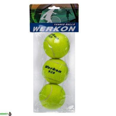 М'яч для великого тенісу Werkon 9575 3шт салатовий