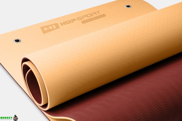 Фитнес-коврик с отверстиями TPE 0,8 см HS-T008GM оранжево-красный *