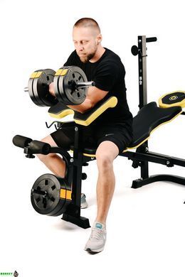 Набор Besport PowerPro 109кг с прямым грифом и скамьей WB-004