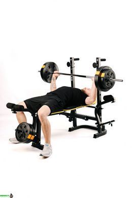 Набор Besport PowerPro 109кг с прямым грифом и скамьей WB-004