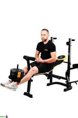 Набор Besport PowerPro 109кг с прямым грифом и скамьей WB-004