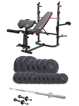 Набор Elitum Titan 68 кг со скамьей HS-1065HB Pro, штангой и гантелями