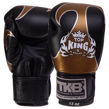 Рукавички шкіряні боксерські TOP KING EmPower TKBGEM-01 Чорний-золотий 10 унції