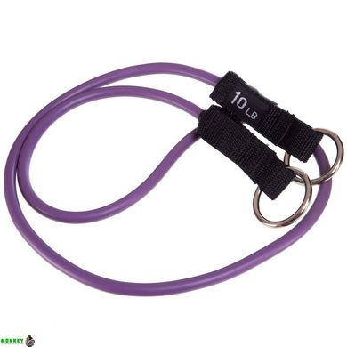 Эспандер трубчатый для фитнеса с кольцом DOUBLE CUBE DT-1002R-10LB 5,8х8,3x1200мм нагрузка 4,5кг фиолетовый