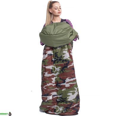 Спальний мішок (спальник) Springos 2 в 1 CS0041 +8 ...+20 &deg;C R Khaki/Green