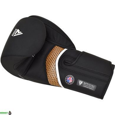 Боксерські рукавиці RDX AURA PLUS T-17 Black Golden 10 унцій (капа в комплекті)