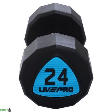 Гантелі цільні професійні з поліуретановим покриттям LivePro LP8003-24 (2х24кг)