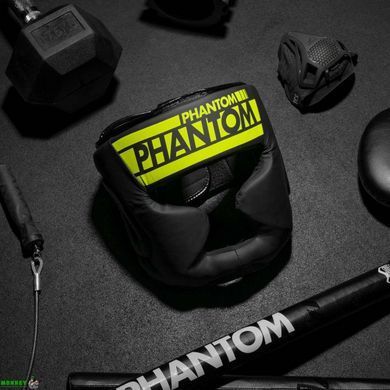 Боксерский шлем Phantom APEX Full Face Neon One Size Black/Yellow (капа в подарок)