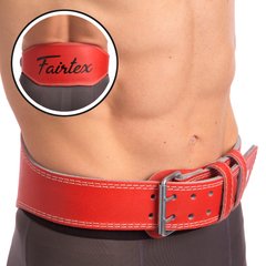 Пояс атлетический кожаный FAIRTEX 167076 (ширина-6in (15см), р-р S-XL, с подкладкой для спины, красный)