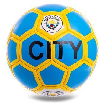Мяч футбольный №5 Гриппи 5сл. MATSA MANCHESTER CITY FB-2186 (№5, 5 сл., сшит вручную, синий-желтый)