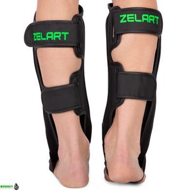 Защита голени и стопы для единоборств ZELART VL-3090 S черный-салатовый