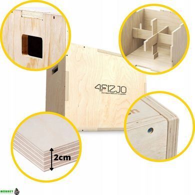 Плиометрический бокс 4FIZJO 3 в 1 75 x 60 x 50 см деревянный (P-5907739317469)