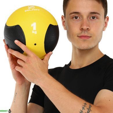 М'яч медичний медбол Zelart Medicine Ball FI-5121-1 1кг жовтий-чорний