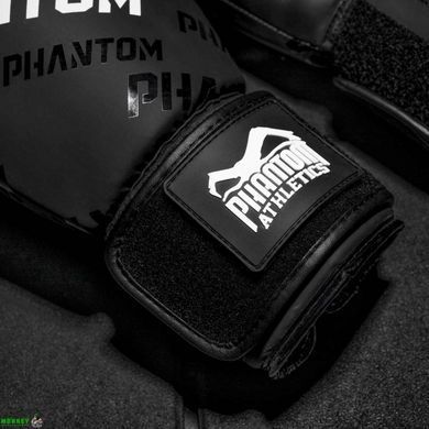 Боксерские перчатки Phantom APEX Velcro Black 12 унций (Бинты 4м. в подарок)