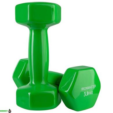 Гантелі вінілові IronMaster 3 кг Зелені