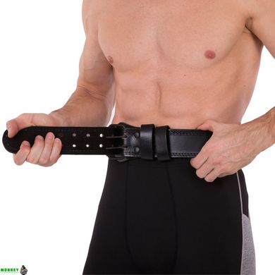 Пояс атлетический кожаный Zelart VL-3341 размер-M-XXL черный