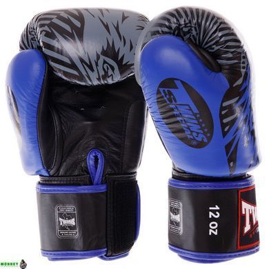 Рукавички боксерські шкіряні TWINS FBGVL3-50 Синій 14 унції WOLF 10-14oz