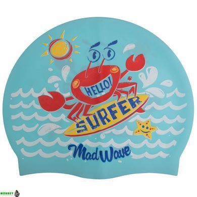 Шапочка для плавания детская MadWave Junior SURFER M057912 Голубой