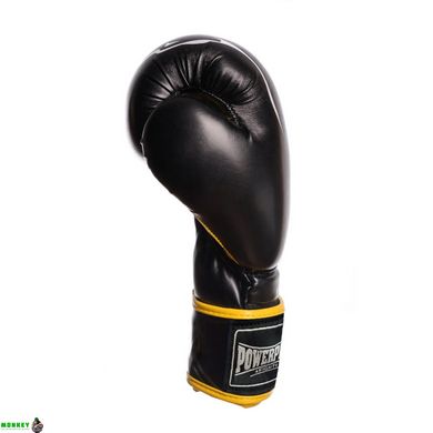 Боксерские перчатки PowerPlay 3018 черно-желтые 16 унций