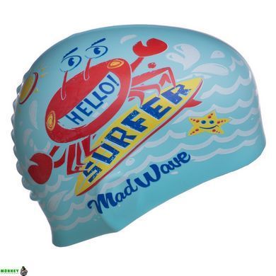 Шапочка для плавания детская MadWave Junior SURFER M057912 Голубой