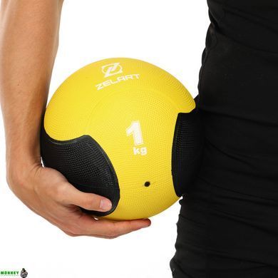 М'яч медичний медбол Zelart Medicine Ball FI-5121-1 1кг жовтий-чорний