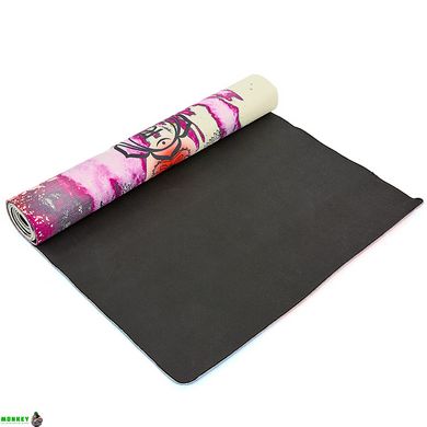 Коврик для йоги Джутовый (Yoga mat) Record FI-7156-4 размер 1,83мx0,61мx3мм принт Чакры Акварель