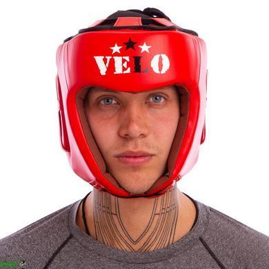 Шлем боксерский профессиональный кожаный AIBA VELO 3080 S красный