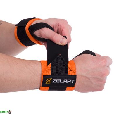 Бинты кистевые для жима Zelart TA-7807 2шт размер 7,5x30см черный-оранжевый