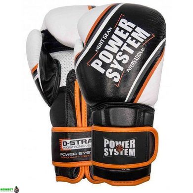 Боксерские перчатки PowerSystem PS 5006 Contender Black/Orange Line 10 унций