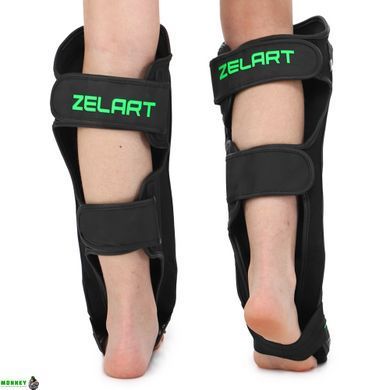 Защита голени и стопы для единоборств ZELART VL-3090 S черный-салатовый