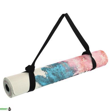 Коврик для йоги Джутовый (Yoga mat) Record FI-7156-4 размер 1,83мx0,61мx3мм принт Чакры Акварель