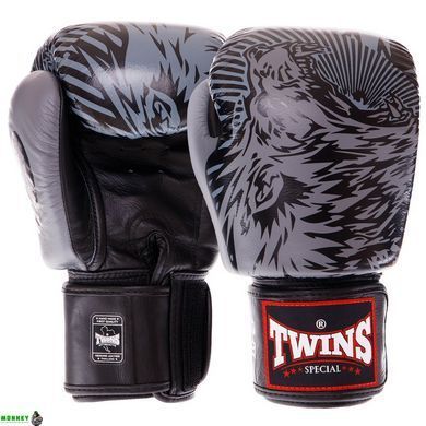 Рукавички боксерські шкіряні TWINS FBGVL3-50 Синій 14 унції WOLF 10-14oz