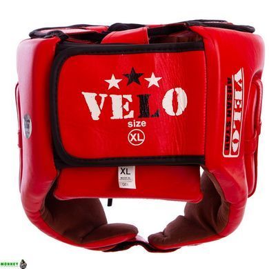 Шлем боксерский профессиональный кожаный AIBA VELO 3080 S красный