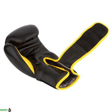 Боксерские перчатки PowerPlay 3018 черно-желтые 16 унций