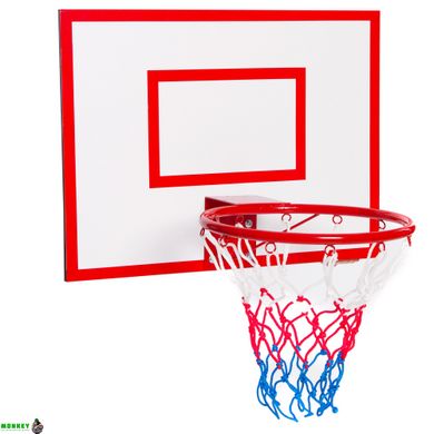 Щит баскетбольный с кольцом и сеткой SP-Planeta UR LA-5383 (щит-ламин.ДСП,р-р 60x50см, кольцо d-30см, сетка NY)