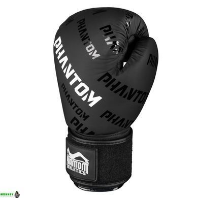 Боксерские перчатки Phantom APEX Velcro Black 12 унций (Бинты 4м. в подарок)