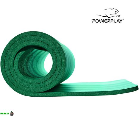 Килимок для йоги та фітнесу PowerPlay 4151 NBR 183*61*1.5 см Зелений