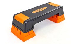 Степ-платформа Zelart FI-6291 (пластик, покрытие TPR, р-р 70(75)Lx25Wx12(23)Hсм, черный-оранжевый)
