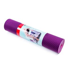 Коврик для йоги и фитнеса TPE двухслойный 6мм фиолетово-розовый 5415-2VP, Фиолетовый