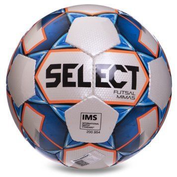 Мяч футзальный №4 SELECT FUTSAL MIMAS IMS (FPUS 1300, белый-синий-оранжевый)
