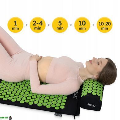Коврик акупунктурный с валиком 4FIZJO Аппликатор Кузнецова 72 x 42 см 4FJ0043 Black/Green