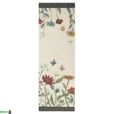 Коврик для йоги Льняной (Yoga mat) Record FI-7157-2 размер 183x61x0,3см с цветочным принтом